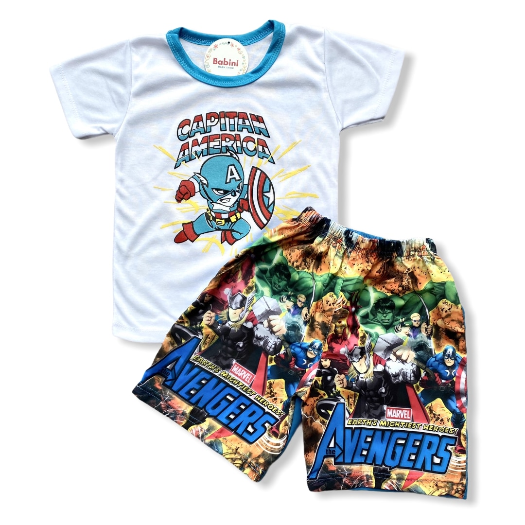 camiseta y pantaloneta avengers niños