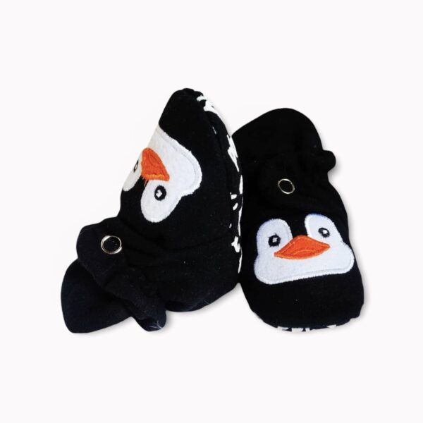 botas suaves tela para bebes negras pinguino