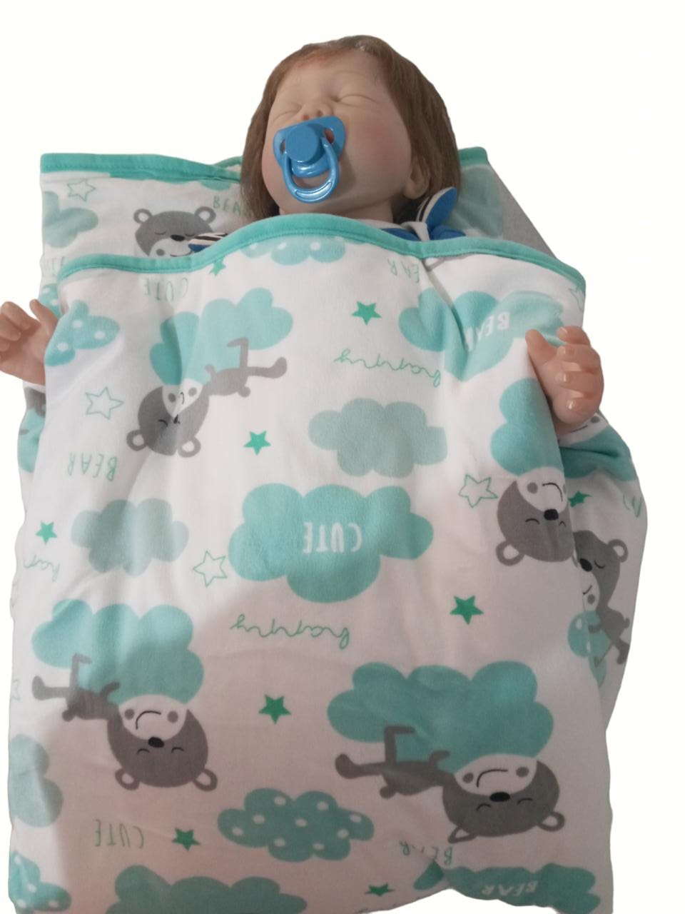 Manta Cobertor En Sleeping Azul y Blanco con Mangas Para Bebe